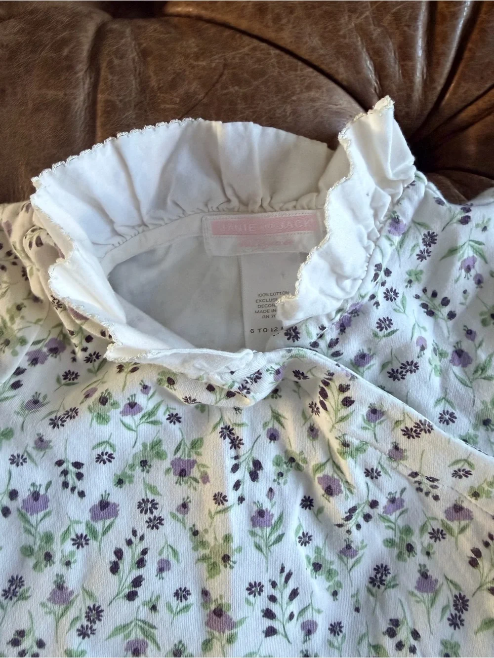 Janie and Jack Baby Girls 6-12 Months Floral One Piece Romper Cotton Ruffle